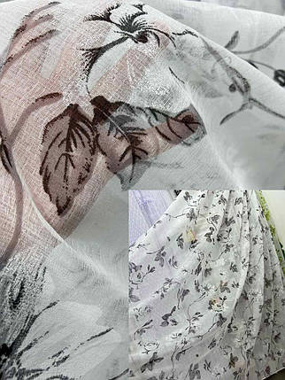 Тюль батист Квітка No100 для спальні, дитячої, кухні Сріблястий, фото 1