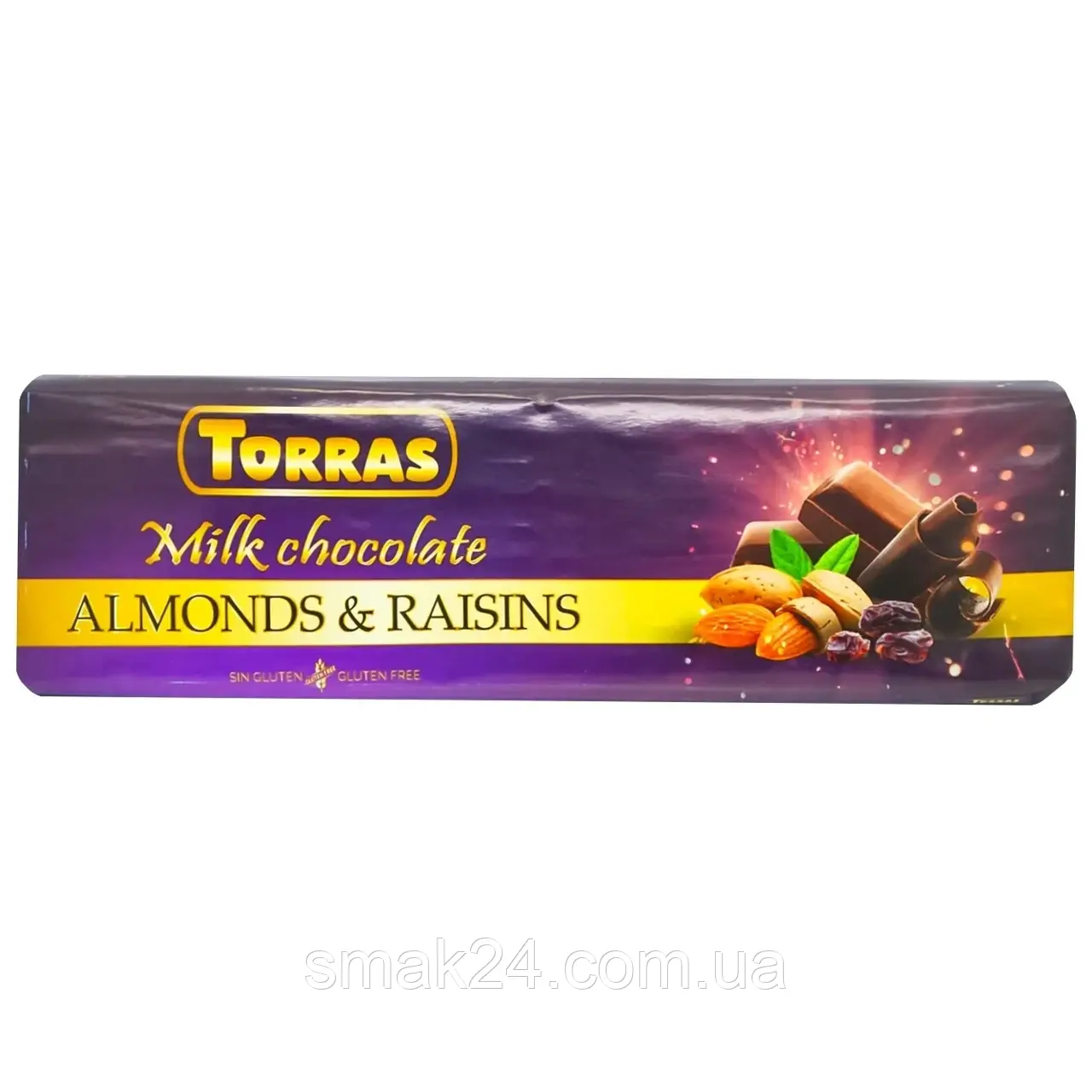 Шоколад молочный с миндалем и изюмом БЕЗ ГЛЮТЕНА Torras Almonds&Raisins 300г Испания - фото 1 - id-p1843065428