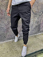 Мужские джинсы-джоггеры на манжетах с липучками чёрные