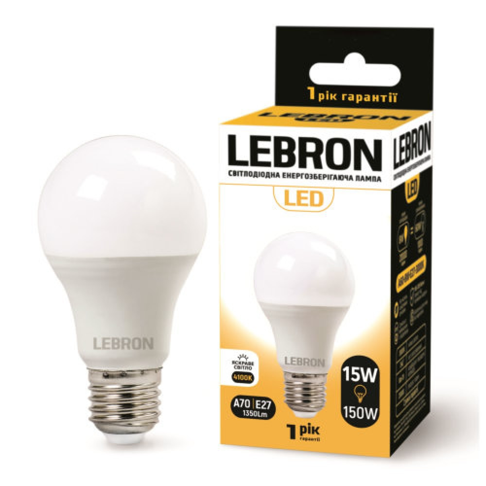 00-10-20/11-11-67 LED лампа 15W-4100K, 1350Lm. Е27. 240° Арт.24650 Lebron