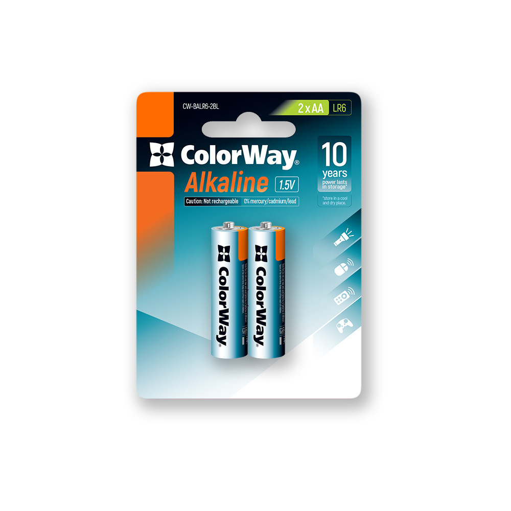 Батарейка СolorWay Alkaline Power лужні AA (2шт) blister (CW-BALR06-2BL)