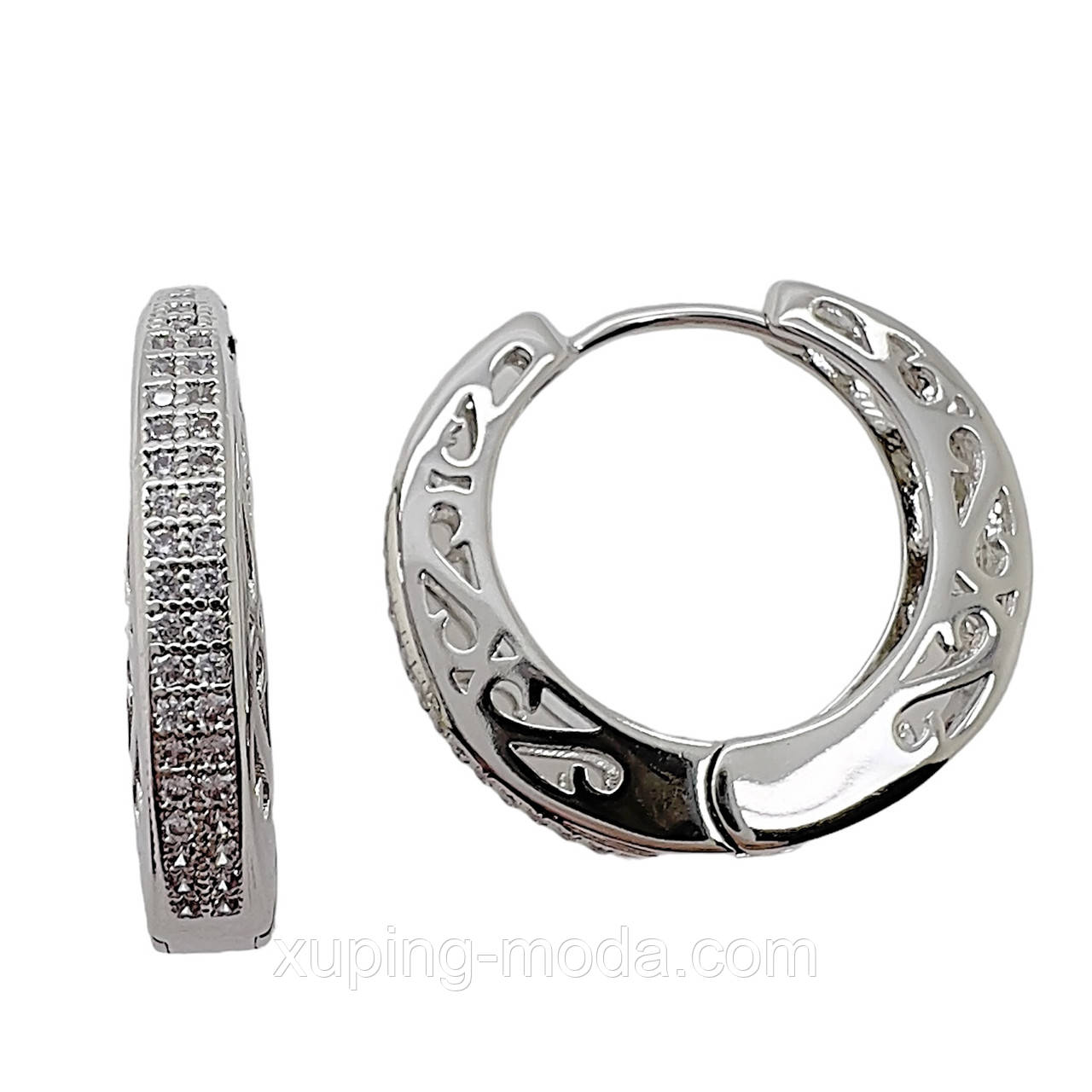 Модні сережки xp. 22х3 мм. Родий, фото 1