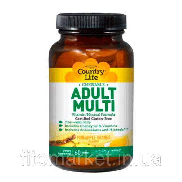 Мультивітаміни Adult Multi 60 жувальних таблеток ТМ Кантрі Лайф / Country Life