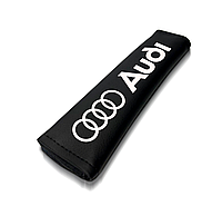 Накладки на ремень безопасности с логотипом автомобиля Audi (Чёрный цвет)