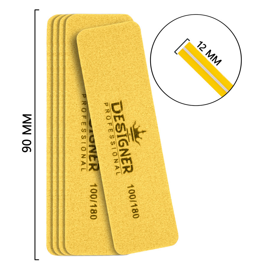 Баф прямокутний Designer Professional, 9 см, 100/180, жовтий, фото 1
