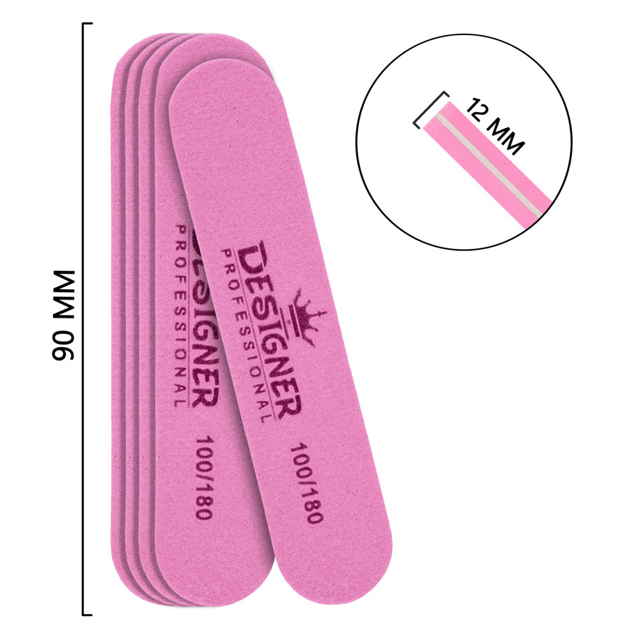 Баф овал Designer Professional, 9 см, 100/180, рожевий, фото 1