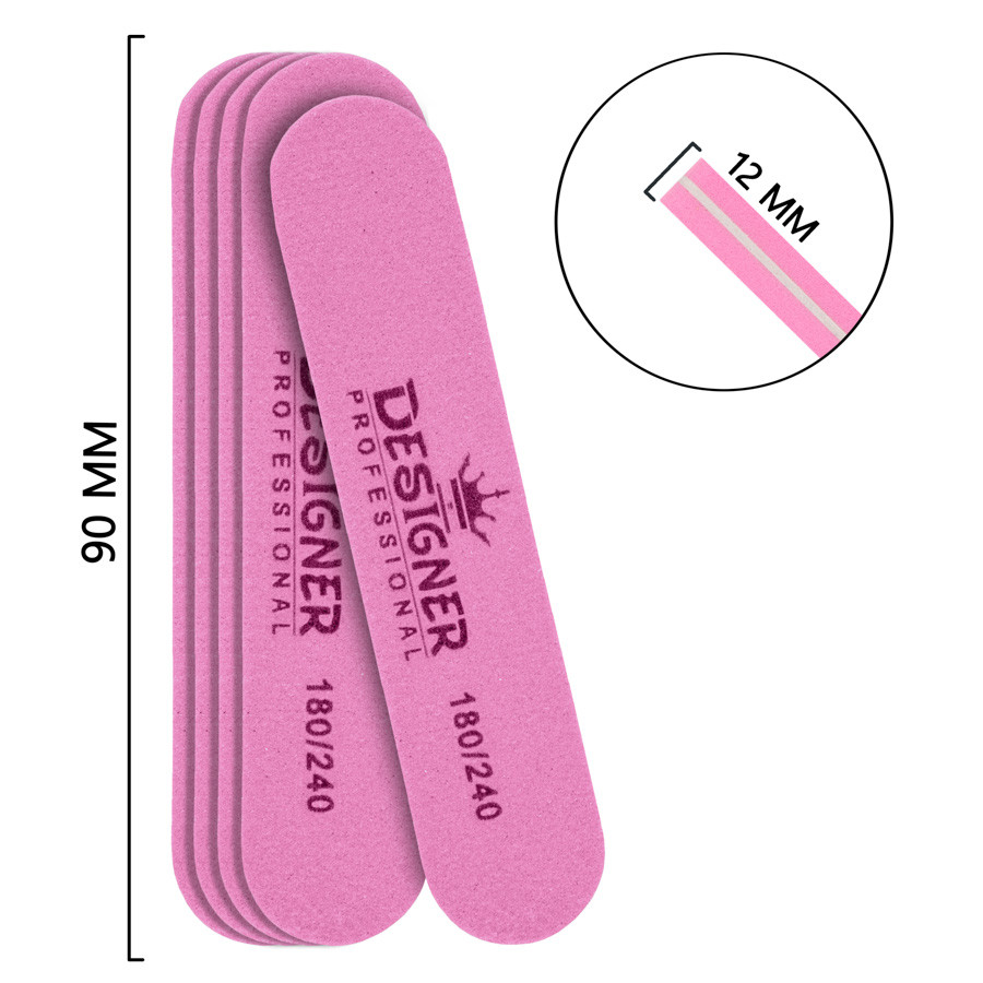 Баф овал Designer Professional, 9 см, 180/240, рожевий, фото 1