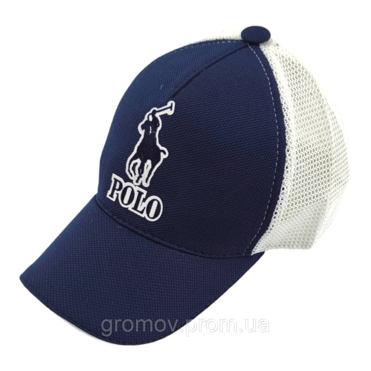 Кепка бейсболка чоловіча Польща 54-58 розмір сітка низька посадка літня темно-синій (ББ595), фото 1