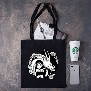 Шопер,сумка з принтом "Тихиро Огино Сен і Хаку Віднесені примарами"