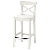 ИКЕА Барный стул со спинкой INGOLF ИНГОЛЬФ, 101.226.47, белый
