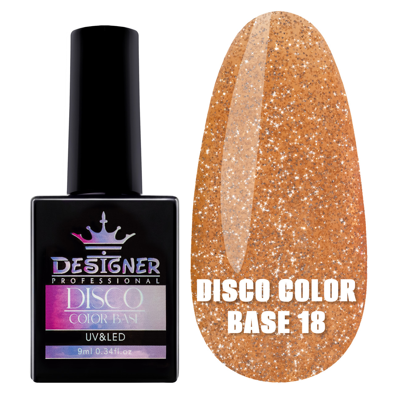 Disco color base Designer Professional 18, 9 мл. Світловідбиваюча база, фото 1