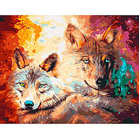Картина за номерами Strateg ПРЕМІУМ Сузір&apos;я вовків розміром 40х50 см (GS142)