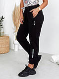 Стильні трикотажні чорні жіночі спортивні штани-джогери великих розмірів (р.48-62). Арт-2750/20, фото 4