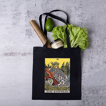 Еко сумка чорна з малюнком таро "THE EMPRESS"