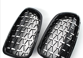 Решітка ноздрі BMW (БМВ) 5 Series (F10, F11) 2010-2017 Унікальна Чорний Глянець Хром