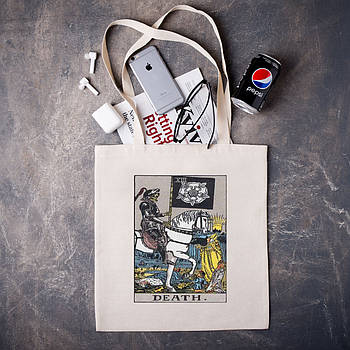 Шоппер,сумка  з модним принтом таро  "DEATH"