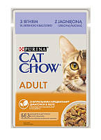 Упаковка влажного корма Purina Cat Chow Adult для котов с ягненком и зеленой фасолью (кусочки в желе) 85 г x