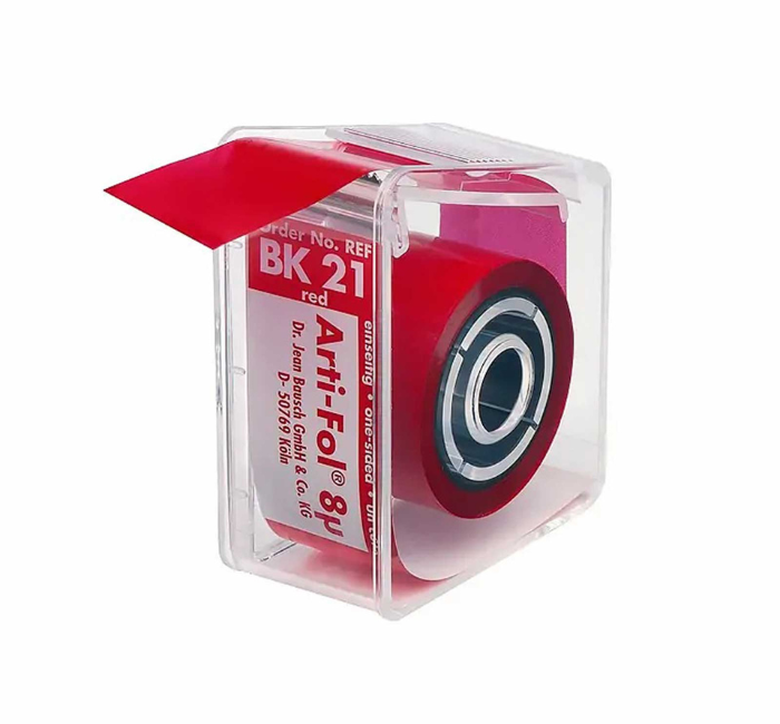 Артикуляційна фольга BK21 8мкм червона одностороння стрічка 20м ширина 22мм., фото 1