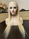 Натуральна перука блонд на пов'язці довгий прямий волос, фото 7