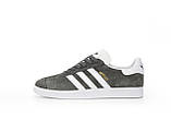 Чоловічі кросівки Adidas Gazelle Grey, сірі кросівки адідас газелі Gray, фото 3