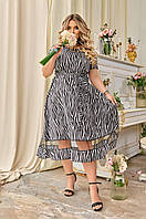 Женское летнее красивое платье Ткань софт+сетка Цвет чёрный принт ромашка Размер 50-52,54-56,58-60