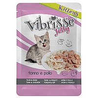 Влажный корм для кошек VIBRISSE JELLY для котят тунец и курица в желе 70 г