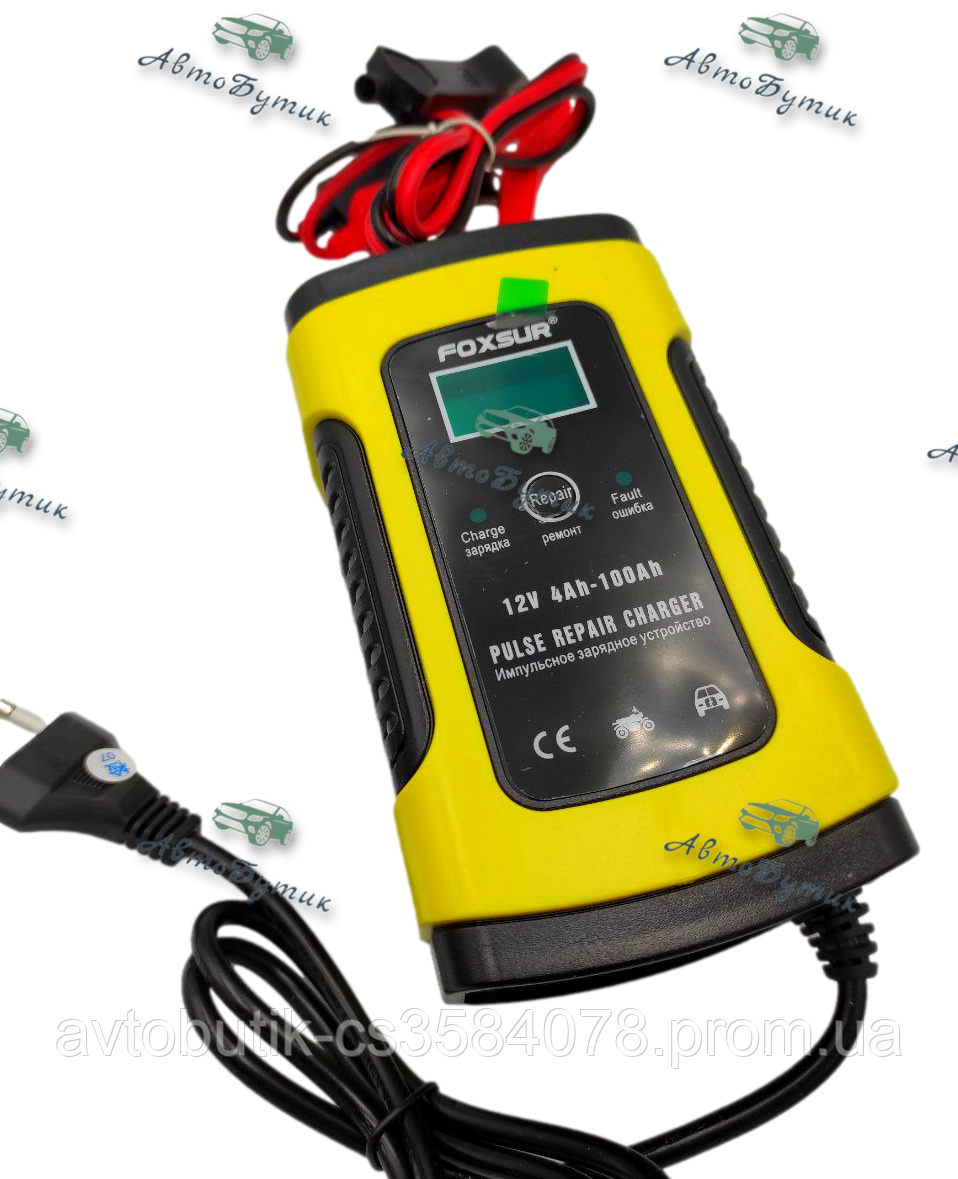 Імпульсний зарядний пристрій FOXSUR (12 V, 5 A) для легкових авто з функцією відновлення АКБ, фото 1