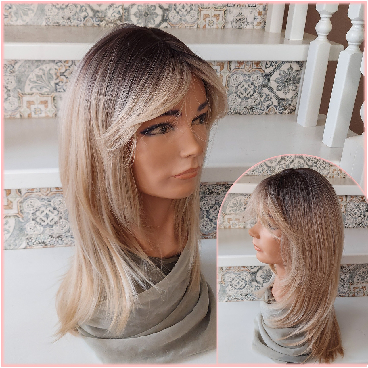 Перука довга з термоволокна мікс блонд омбре CYGJ146-YS10/24ВТ613, фото 1