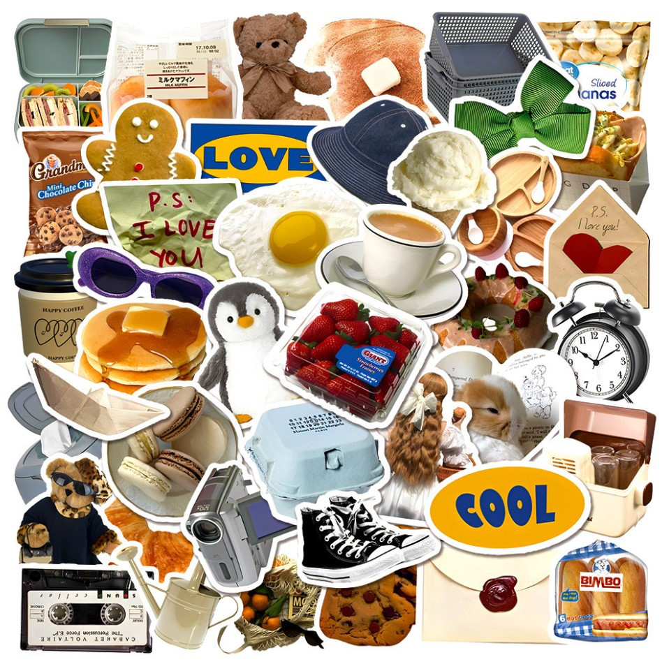 Набір вінілових наклейок стикерів Скраб мімішний Асорі Стикербомбінг на авто телефон ноутбук стіну 50 шт.