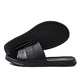 Чоловічі шкіряні літні шльопанці-сланці Jordan, чоловічі чорні капці, шльопанці для чоловіків, фото 8