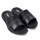 Чоловічі шкіряні літні шльопанці-сланці Jordan, чоловічі чорні капці, шльопанці для чоловіків, фото 7