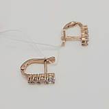 Сережки в червоному золоті з фіанітами, фото 2