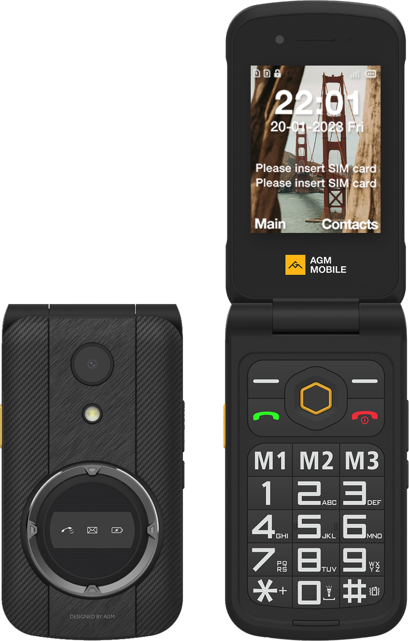 AGM M8 FLIP, 4G LTE, 2 SIM, SOS, IP68/IP69K, Динамік 104 dB, Дисплей 2.8", Протиударний телефон розкладачка, фото 1