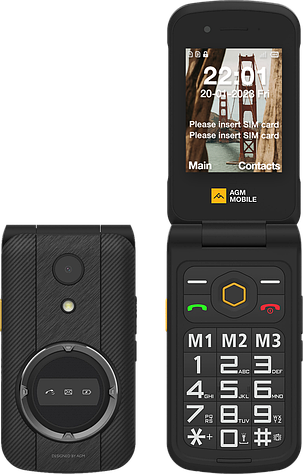 AGM M8 FLIP, 4G LTE, 2 SIM, SOS, IP68/IP69K, Динамік 104 dB, Дисплей 2.8", Протиударний телефон розкладачка