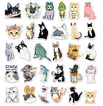 Набір вінілових наклейок стикерів Котики Стикербомбінг на автотелефон ноутбук стіну 50 шт., фото 2