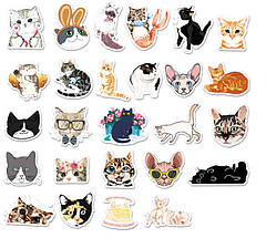 Набір вінілових наклейок стикерів Котики Стикербомбінг на автотелефон ноутбук стіну 50 шт., фото 3