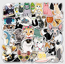 Набір вінілових наклейок стикерів Котики Стикербомбінг на автотелефон ноутбук стіну 50 шт., фото 4