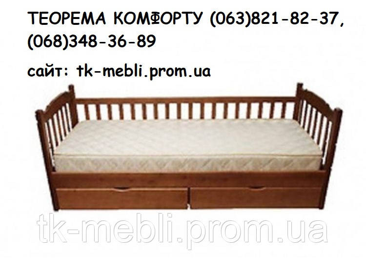 Ліжко односпальне дерев'яне Юніор (один паркан)