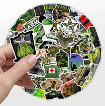 Набір вінілових наклейок стикерів Військові Стикербомбінг на автотелефон ноутбук стіну 50 шт., фото 3