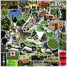 Набір вінілових наклейок стикерів Військові Стикербомбінг на автотелефон ноутбук стіну 50 шт., фото 2