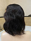 Чорний жіночий натуральний перука на пов'язці хвилясте волосся, фото 4