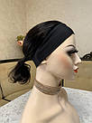 Чорний жіночий натуральний перука на пов'язці хвилясте волосся, фото 7