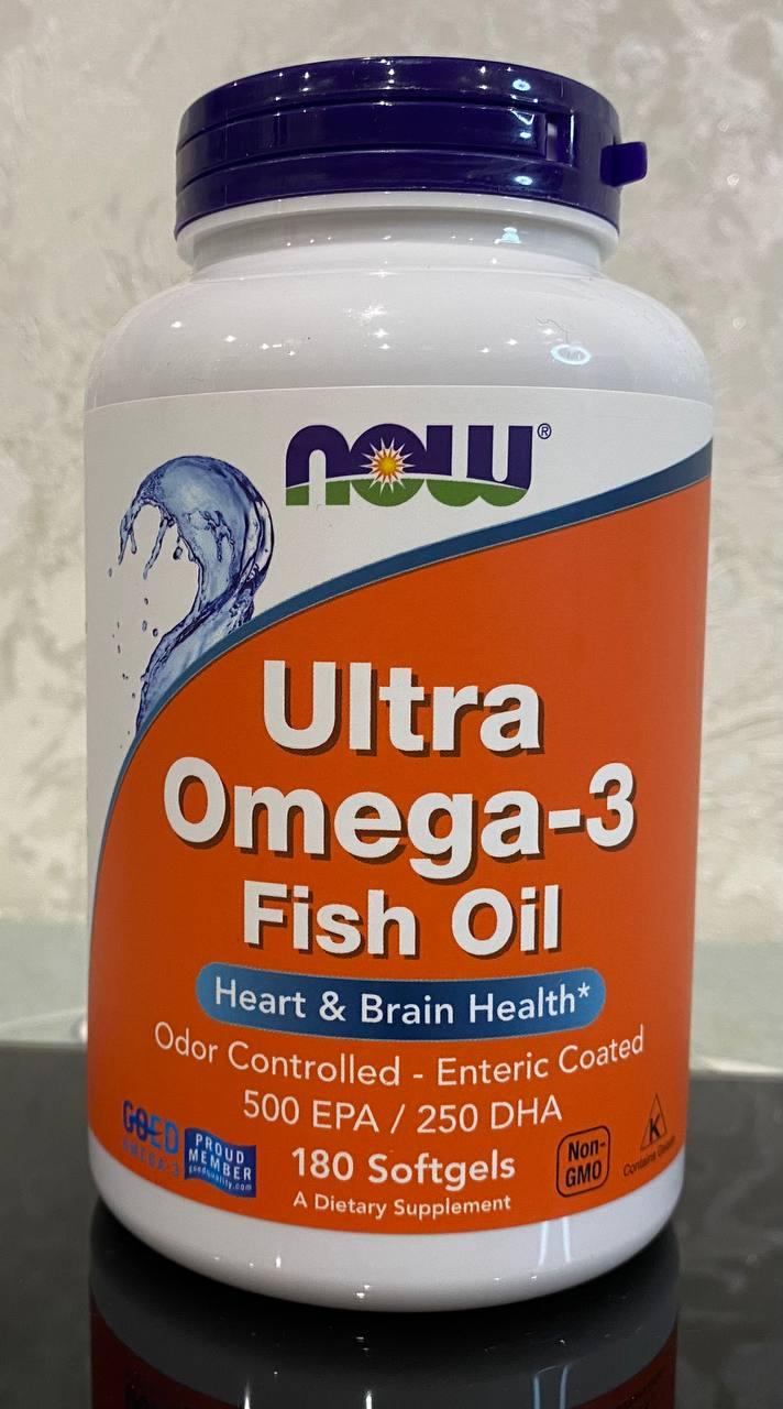 Риб'ячий жир Ultra Omega 3 - 180 капсул - Now Foods ( Жирні кислоти Ультра Омега-3 Нау Фудс )