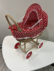 Іграшкова дитяча коляска з лози, фото 2