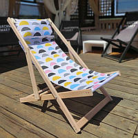 Раскладной деревянный шезлонг для дачи, пляжа и кафе «Rainbow» Лежак 110х60 см (SHZL_19L017)