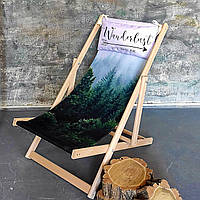 Раскладной деревянный шезлонг для дачи, пляжа и кафе «Wanderlust» Лежак 110х60 см (SHZL_19L022)