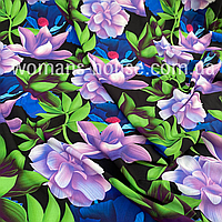 Ткань супер софт печатный принт Цветы крупные лиловые
