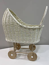 Іграшкова дитяча коляска з лози, фото 2