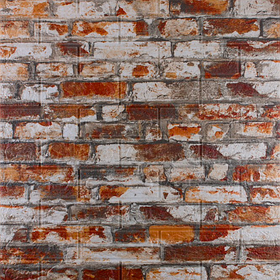 3D панелі самоклейка на стіну, м'які самоклеючі 3Д панелі під цеглу 700х770х5 мм, Червоно-Білий Піщаник