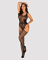 Боді з доступом та імітацією панчох G324 Bodystocking black Obsessive S/L-XL/XXL